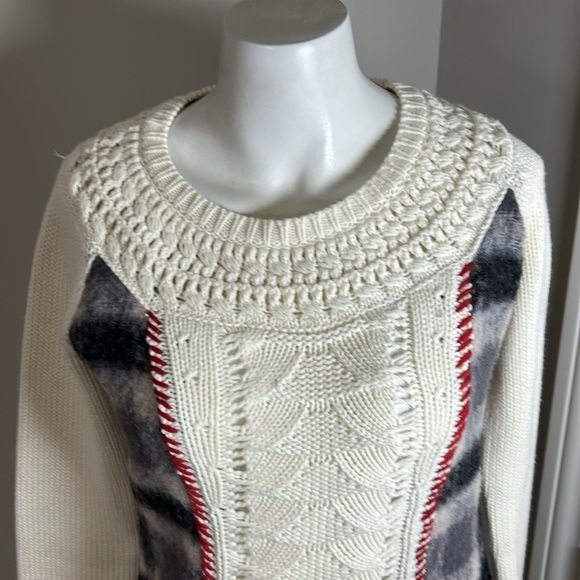 Anthropologie Angel of the North Molly Braken Sweater Womens Cream Gray Sz S